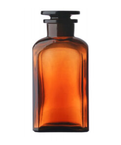 Fľaša širokohrdlá, hranatá, hnedá