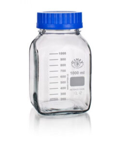 Fľaša reagenčná hranatá, s modrým uzáverom, GL 80, SIMAX