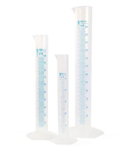 Odmerný valec vysoký (PP), modrá stupnica, rôzne objemy, 1 ks