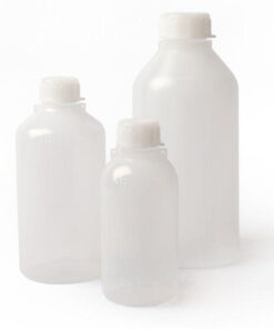 Fľaša guľatá úzkohrdlá, PE, so skrutkovacím uzáverom, rôzne objemy, 1 ks