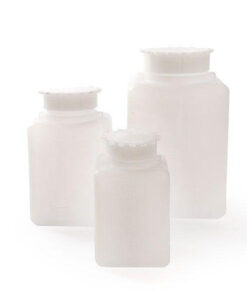 Fľaša štvorhranná, širokohrdlá, PE, so skrutkovacím uzáverom, rôzne objemy, 1 ks