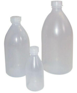 Fľaša guľatá úzkohrdlá, PP, so skrutkovacím uzáverom, GL 25, rôzne objemy, 1 ks